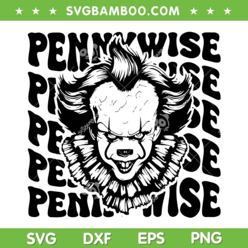 Pennywise Horror Movie SVG PNG, Pennywise Clown SVG, Horror Movie Characters DXF SVG PNG EPS