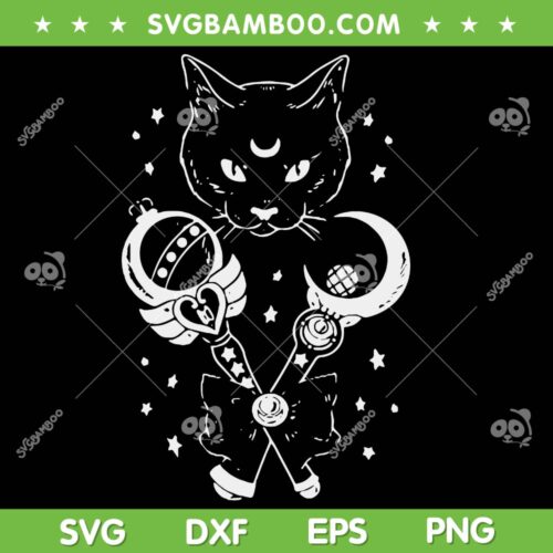 Sailor Meow SVG PNG, Cute Cat Sailor Gothic Halloween SVG, Black Cat Space Magic DXF SVG PNG EPS