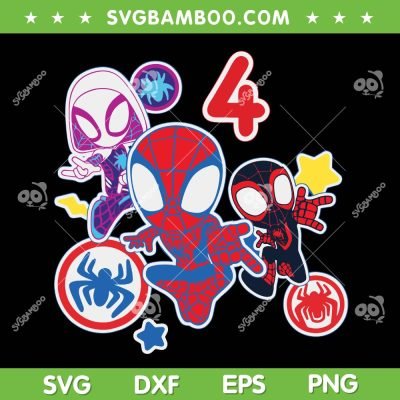 Spidey And His Amazing Friends 4 Year Old Birthday SVG, Marvel Spidey Birthday Boy SVG PNG Spidey And His Amazing Friends 4 Year Old Birthday SVG, Marvel Spidey Birthday Boy SVG PNG