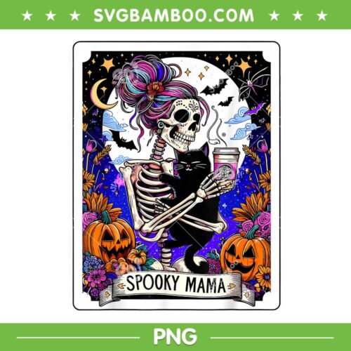 Spooky Mama Tarot Card PNG, Halloween Mom Skull Mama PNG, Skeleton Mother PNG