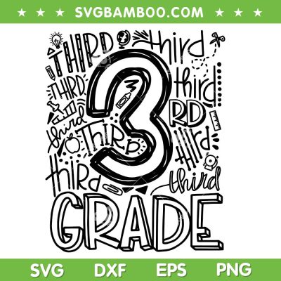 3rd Grade Silhouette SVG PNG, Third Grade Black and White SVG, Kid Back To School 2024 DXF SVG PNG EPS 3rd Grade Silhouette SVG PNG, Third Grade Black and White SVG, Kid Back To School 2024 DXF SVG PNG EPS