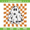 Floral Ghost Checkered SVG PNG, Checkered Daisy Ghost SVG PNG, Retro Ghost Groovy DXF SVG PNG EPS