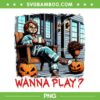 Chucky Waiting for Halloween Like PNG, Funny Horror Characters Pumpkin Fall PNG, Chucky Coffee Halloween PNG