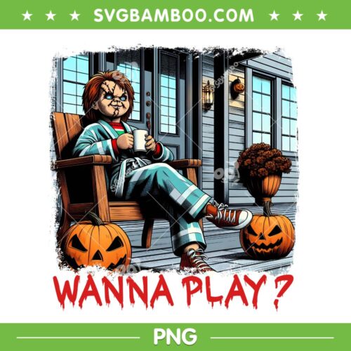 Chucky Waiting for Halloween Like PNG, Funny Horror Characters Pumpkin Fall PNG, Chucky Coffee Halloween PNG
