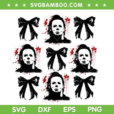 Michael Myers Coquette Halloween SVG, Coquette Horror Movies Characters SVG PNG, Scary Myers Bow DXF SVG PNG EPS