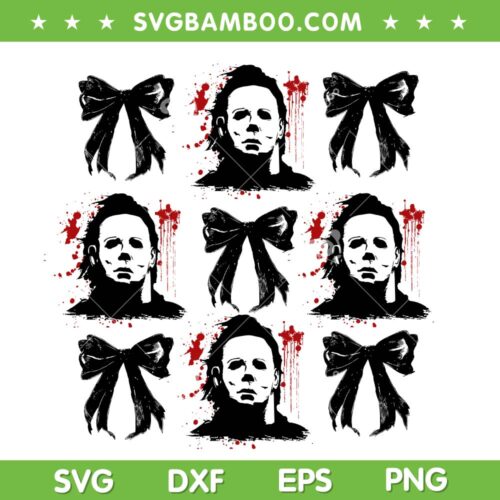 Michael Myers Coquette Halloween SVG, Coquette Horror Movies Characters SVG PNG, Scary Myers Bow DXF SVG PNG EPS