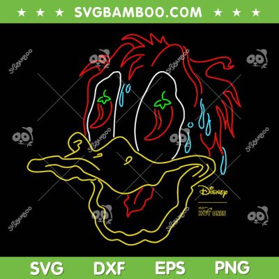 Disney Donald Duck Hot Ones SVG PNG, Donald Duck Melting Face Retro SVG, Disney Friends Neon Outline SVG PNG
