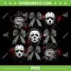 Halloween Coquette Bow Horror Characters PNG, Horror Movies Bow Spooky Season PNG, Freddy Jason Myers Mask PNG