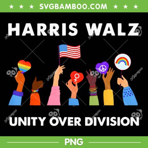 Harris Waltz Unity Over Division PNG, Kamala Harris Waltz 2024 PNG, Peace Love Harris PNG