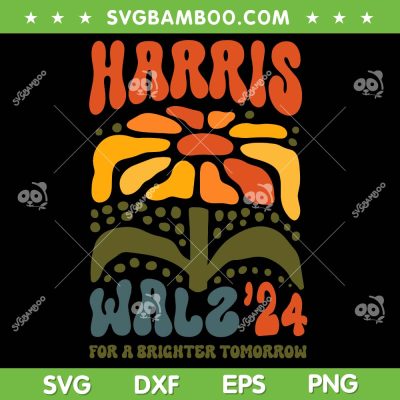 Harris Walz Waltz 2024 Retro Boho SVG, Vintage Groovy Flowers Kamala Harris SVG PNG