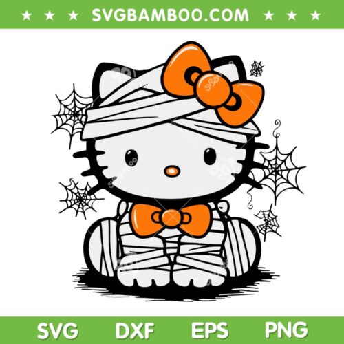 Hello Kitty Halloween Spooky SVG, Sanrio Kitty Cat Mummy SVG PNG, Hello Kitty and Friends Spider Web DXF SVG PNG EPS