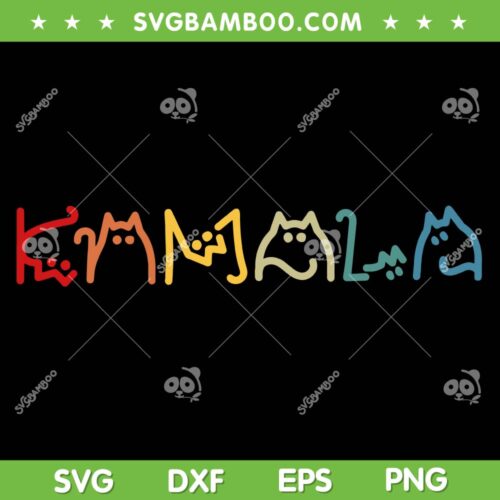 Retro Vintage Kamala Cat Lettering SVG, Funny Kamala Harris Cat SVG PNG, Harris Walz DXF SVG PNG EPS