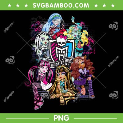 Monster High Graffiti Wall PNG, Monster High Characters Group PNG