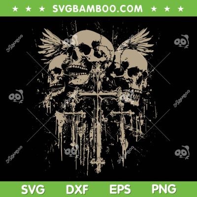 Skull Cross Wings SVG PNG, Y2K Goth Alt Grunge SVG, Gothic Emo Aesthetic DXF SVG PNG EPS