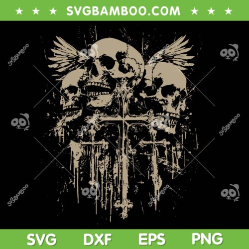 Skull Cross Wings SVG PNG, Y2K Goth Alt Grunge SVG, Gothic Emo Aesthetic DXF SVG PNG EPS