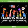 Unity Over Division Harris Waltz 2024 PNG, Kamala Harris for President PNG, Hand Peace Love American Flag PNG