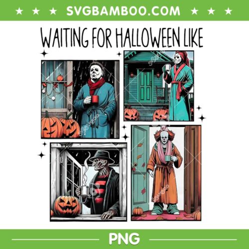 Waiting For Halloween Like PNG, Funny Horror Movies Characters Waiting for Halloween PNG, Horror Friends Winter PNG