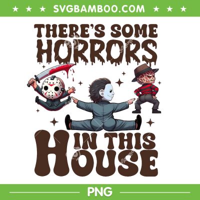 There's Some Horrors in this House PNG, Funny Horror Characters Dancing PNG, Jason Myers Freddy Dance in this House PNG