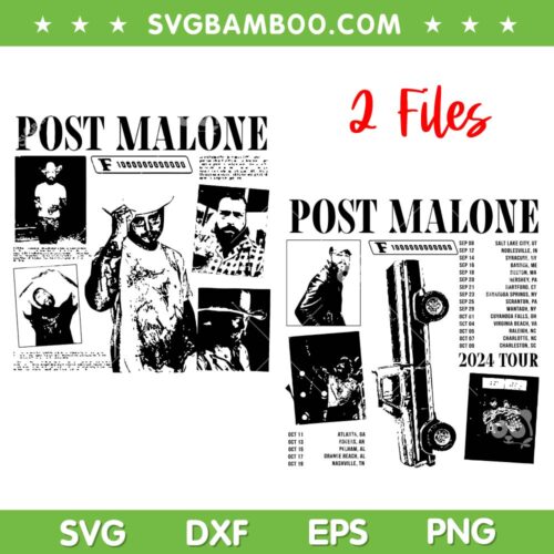 Post Malone F1 Trillion Tour SVG PNG, 2024 Tour Post Malone SVG, 2 Files Post Malone Album Tracklist DXF SVG PNG