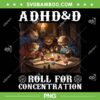 ADHD&D Roll For Concentration PNG, Funny Cat ADHD D Vintage Art PNG, Cats Lovers Gaming PNG