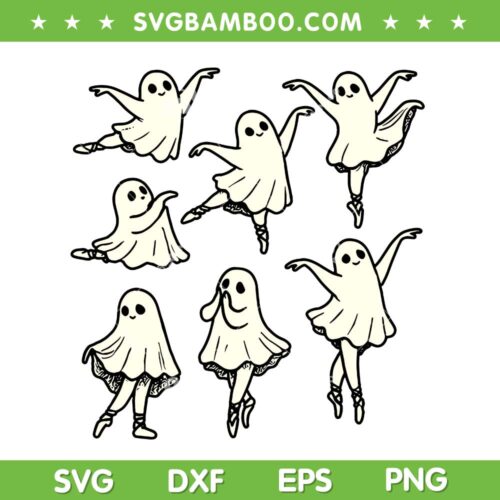 Ballet Ghost SVG PNG, Funny Halloween Ghost Ballet Dancer SVG, Spooky Dance Teacher DXF SVG PNG EPS