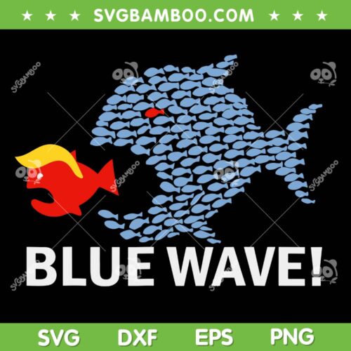Kamala Harris Blue Wave 2024 SVG, Funny Big Fish Eat Little Fish Trump Hair SVG PNG