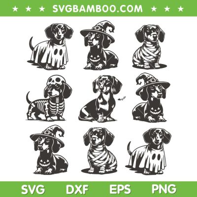 Boo Dachshund Halloween SVG PNG, Spooky Dog Wiener Halloween Costume SVG