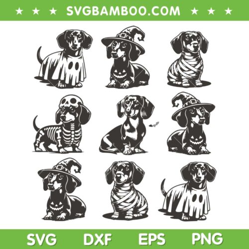 Boo Dachshund Halloween SVG PNG, Spooky Dog Wiener Halloween Costume SVG
