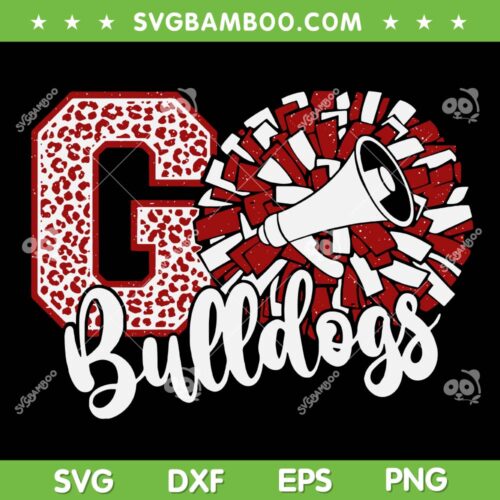 Go Bulldogs SVG PNG, Go Cheer Football Leopard SVG, Cheer Leader Bulldogs DXF SVG PNG EPS