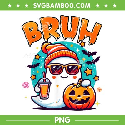 Bruh Ghost Halloween PNG, Cute Ghost Coffee Pumpkin PNG, Ghost Trick Or Treat PNG