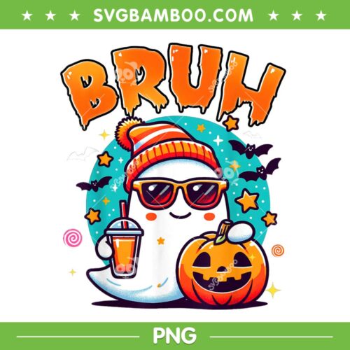 Bruh Ghost Halloween PNG, Cute Ghost Coffee Pumpkin PNG, Ghost Trick Or Treat PNG