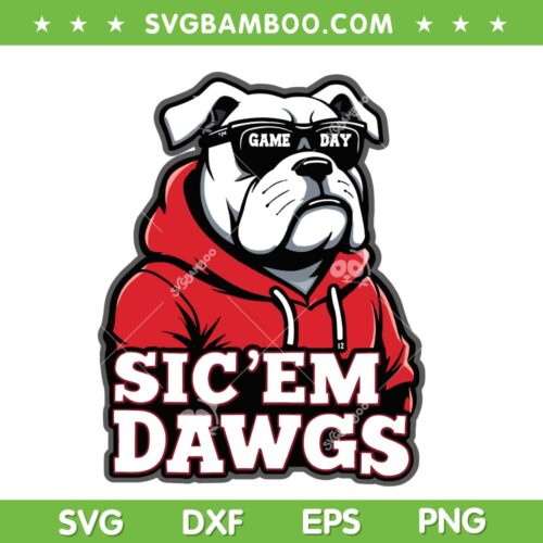 Bulldogs Sic Em Dawgs SVG PNG, Football Spirit Game Day SVG, Vintage Retro Sports Lover DXF SVG PNG EPS