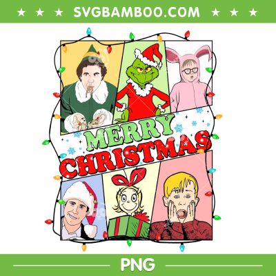 Christmas Characters 90s Comedy PNG, Christmas Friends Polaroid Frame PNG