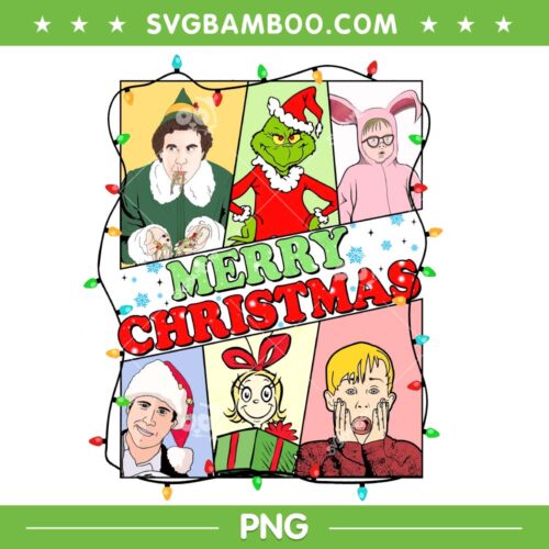 Christmas Characters 90s Comedy PNG, Christmas Friends Polaroid Frame PNG