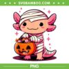 Axolotl Halloween Costume PNG, Cute Axolotl Mummy Pumpkin PNG