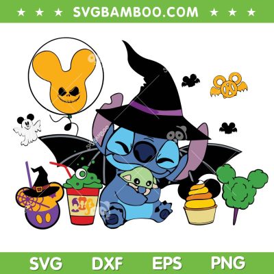 Disney Stitch Witch Halloween SVG, Stitch and Lilo Snacks SVG PNG, Disney Stitch and Baby Yoda SVG