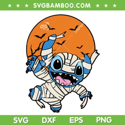 Stitch Mummy Halloween SVG PNG, Cute Disney Stitch Horror Moon SVG