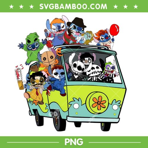 Stitch Horror Movies Characters PNG, Funny Disney Stitch in Car PNG, Disney Stitch Scrary Characters PNG