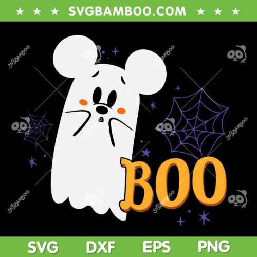 Disney Mickey Mouse Ghost SVG, Cute Mouse Boo Ghost Halloween SVG