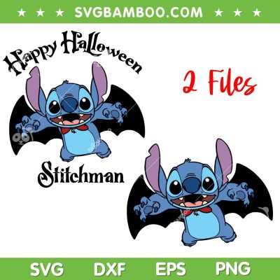 2 Files Disney Stitch Bat Halloween SVG, Cute Stitchman Halloween SVG PNG