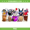 Stitch Horror Characters Coffee PNG, Disney Stitch Halloween Horror Friends Fall Coffee PNG