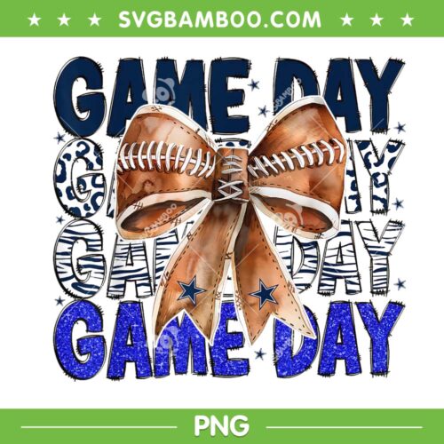 Football Coquette Bow Dallas Cowboys PNG, Game Day Football NFL PNG