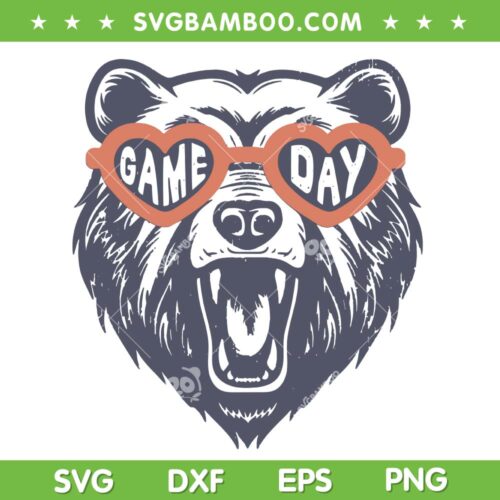 Football Game Day Bears SVG, Bear Sunglasses SVG PNG, Chicago Bears Game Day DXF SVG PNG EPS