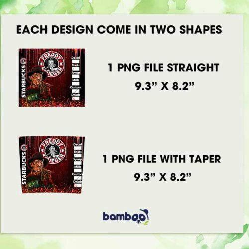 Freddy Krueger Starbucks Tumbler Wrap PNG, Halloween Freddy Coffee Tumbler Template PNG