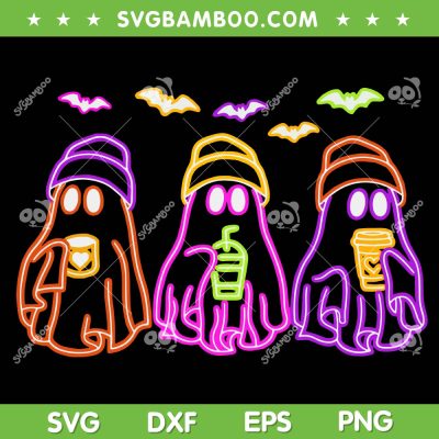 Ghost Drinking Coffee Neon SVG PNG, Funny Ghost Halloween Costume SVG Ghost Drinking Coffee Neon SVG PNG, Funny Ghost Halloween Costume SVG