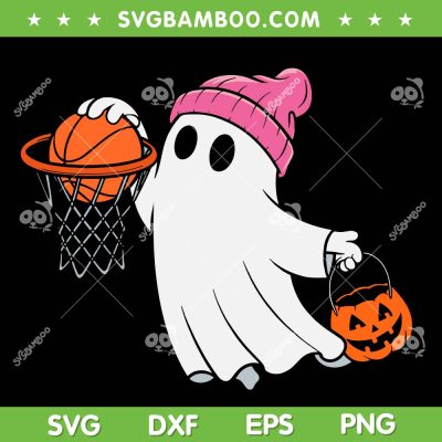 Ghost Playing Basketball SVG PNG, Funny Ghost Halloween Football Costume SVG