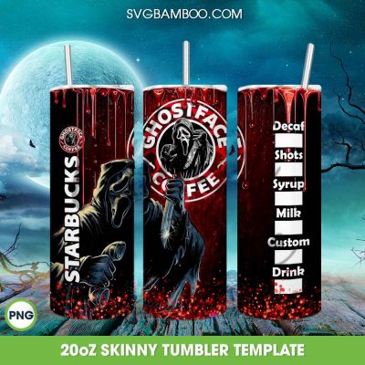 Ghostface Starbucks Tumbler Wrap Template PNG, Halloween Horror Ghost Coffee 20oz Skinny Tumbler Template PNG Ghostface Starbucks Tumbler Wrap Template PNG, Halloween Horror Ghost Coffee 20oz Skinny Tumbler Template PNG