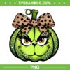 Grinch Pumpkin PNG, Halloween Grinch Face Leopard PNG, Grinch Bougie Pumpkin Glitter PNG