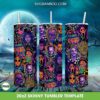 Halloween Horror Characters Head Tumbler Wrap PNG, Horror Movies Head 20oz Skinny Tumbler Wrap Template PNG