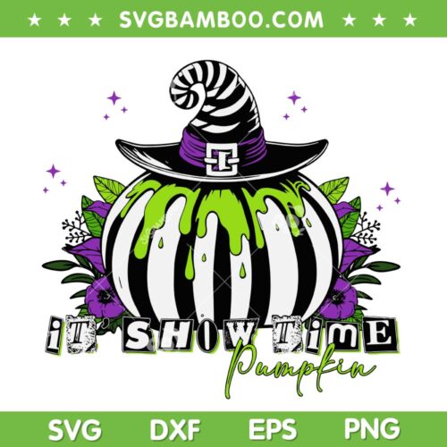 Halloween Its Show Time Pumpkin SVG, Funny Beetlejuice Pumpkin SVG PNG